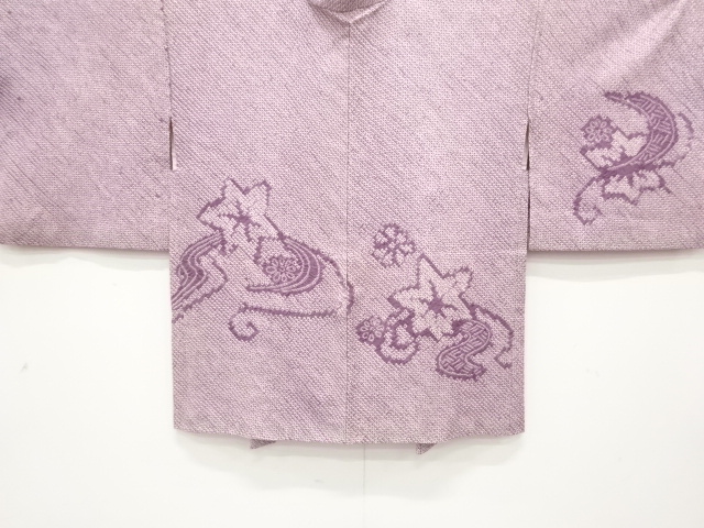 JAPANESE KIMONO / ANTIQUE HAORI / SILK / ALL SHIBORI / STREAM & FLOWER